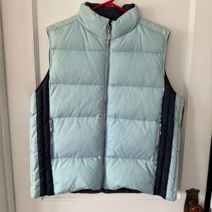 Women's Light Blue and Navy Puffer Vest